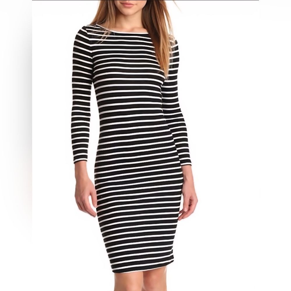 BCBG Max Azria Striped Figure Hugging Dress